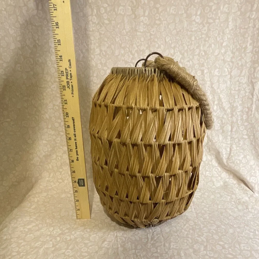 Basket with Jute Handle and Wire Frame for Home Decor Or Lamp